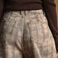 P7307   PLAID PRINTED MULTI COLOR BARREL PANTS: BROWN / L