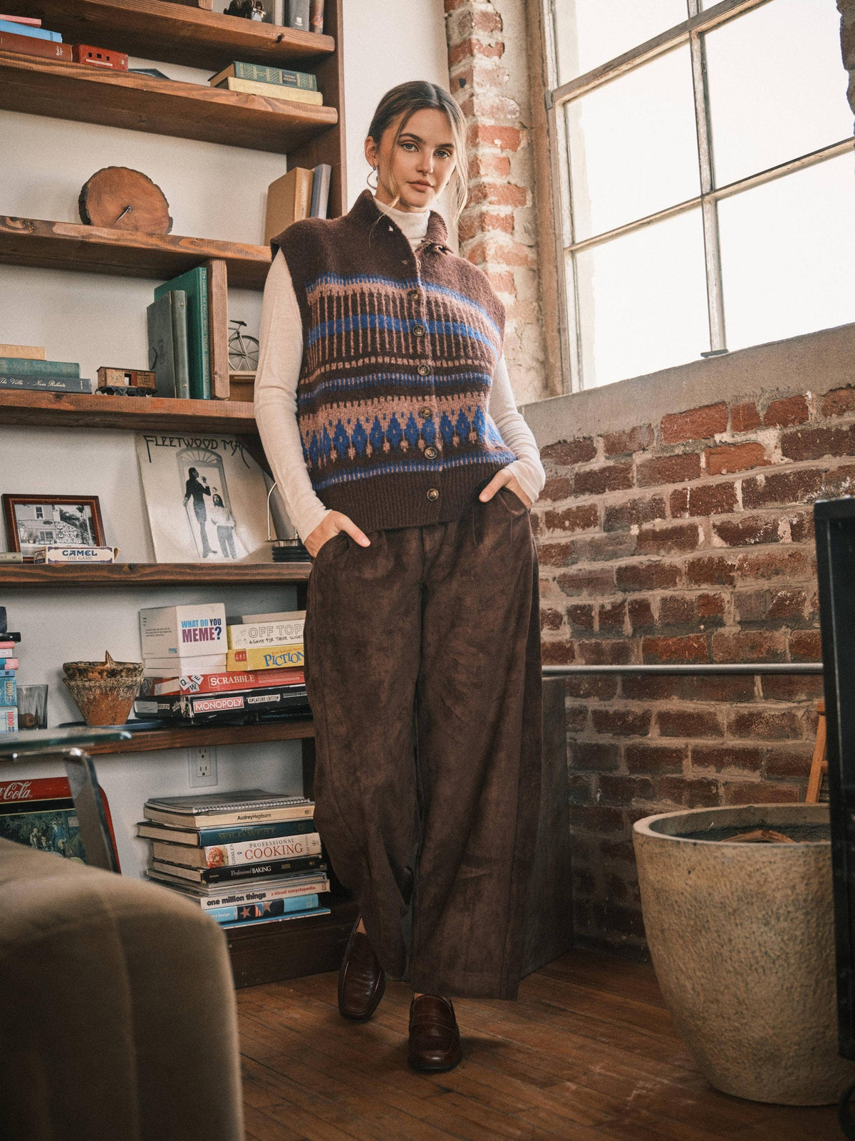 The Lucy Faux Suede Barrel Pant