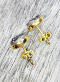 Gold Druzy Quartz Studs Earrings 3 Color Options