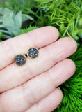 Gold Druzy Quartz Studs Earrings 3 Color Options