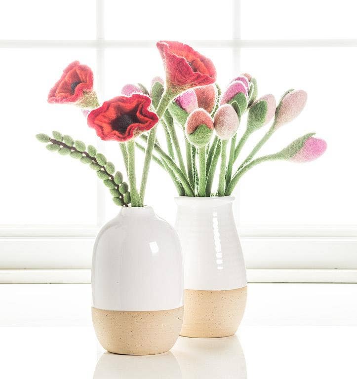 White and Natural Shiny & Matte Vase