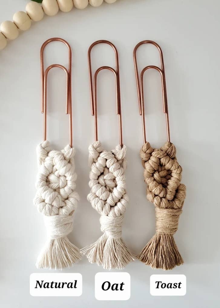 Macrame Diamond Bookmark: Toast, Canyon, Cloudy Blue