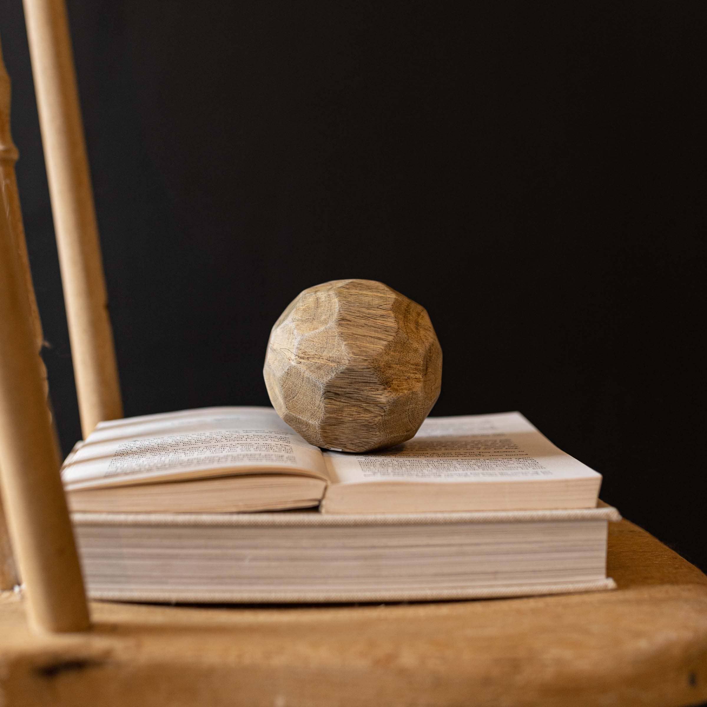 Luna Carved Natural Wood Ball