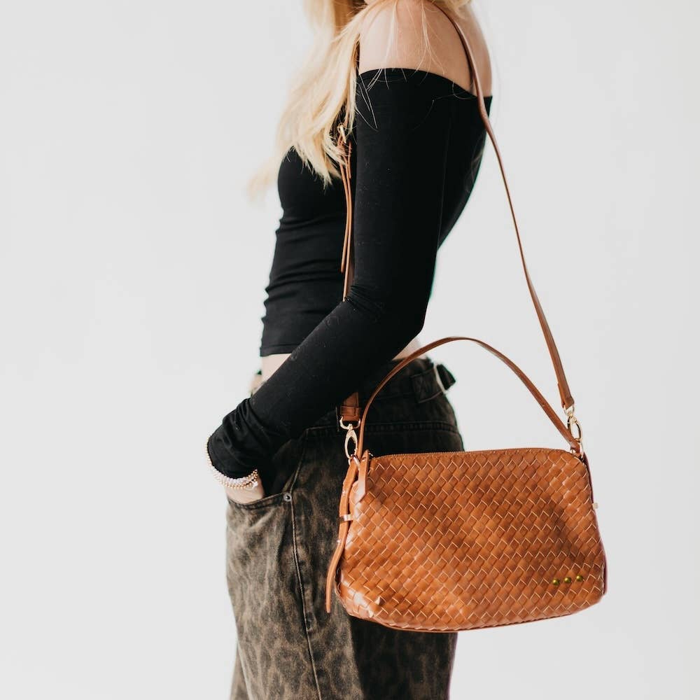 Harper Woven Bag: Brown & Black