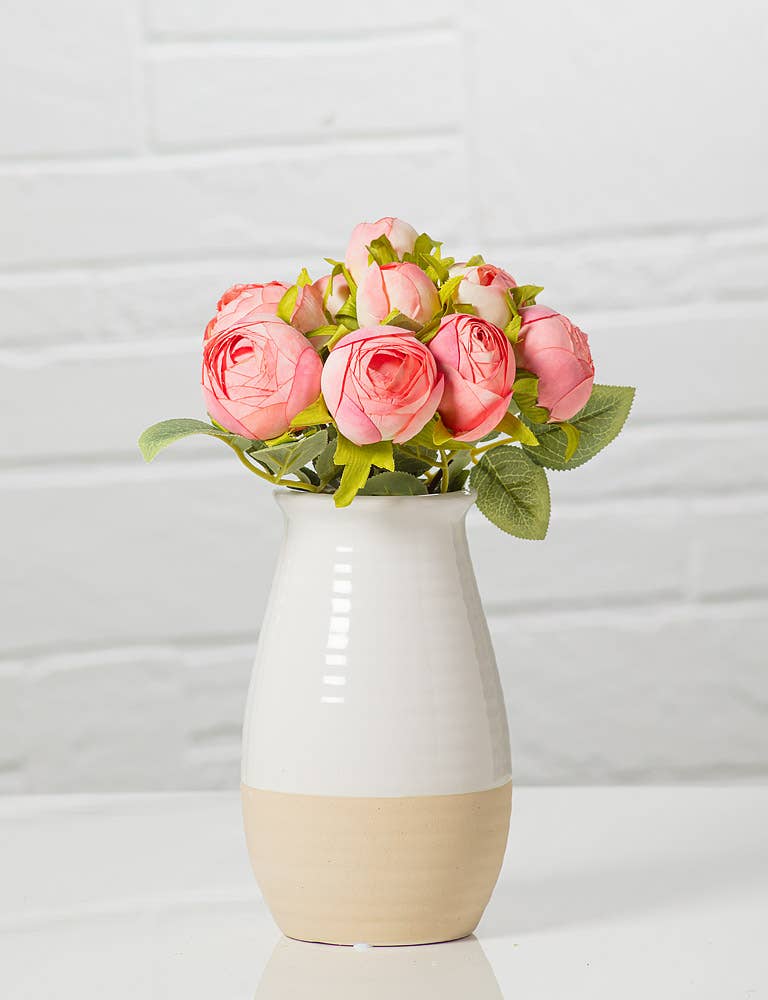 White and Natural Shiny & Matte Vase