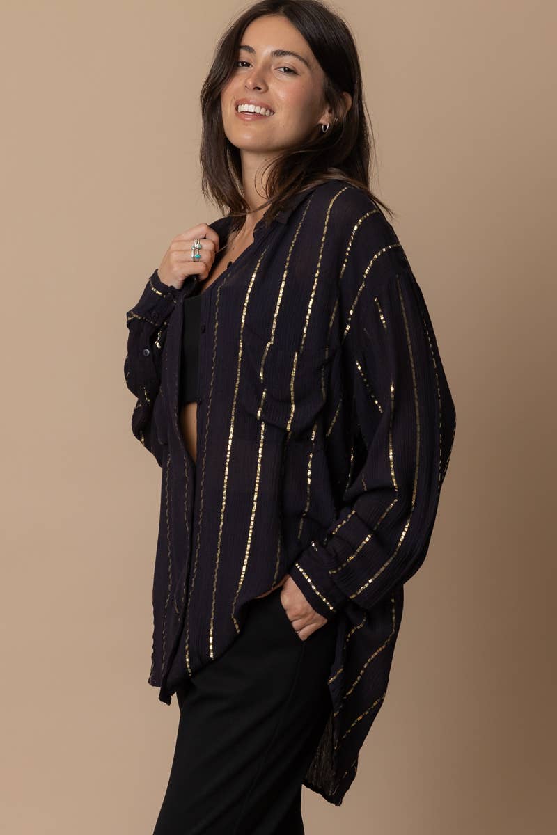The Devon Shimmer Stripped Button Down