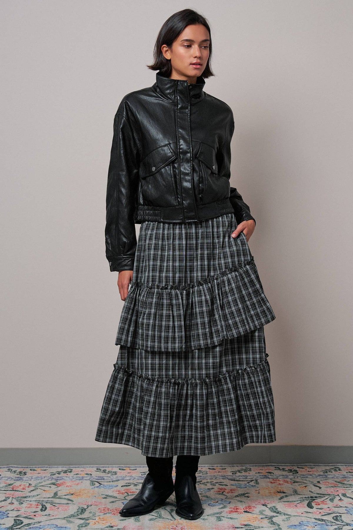 The Carlie Faux Leather Bomber Jacket