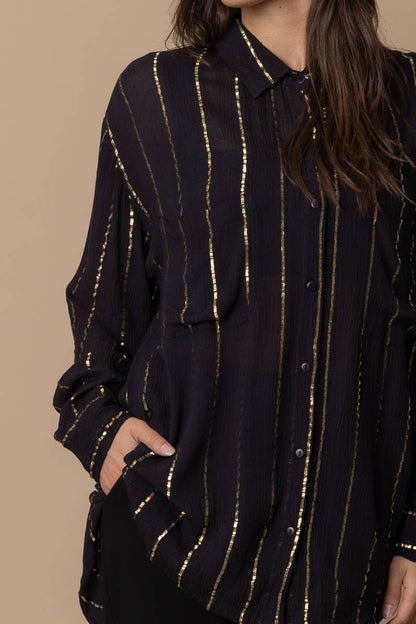 The Devon Shimmer Stripped Button Down