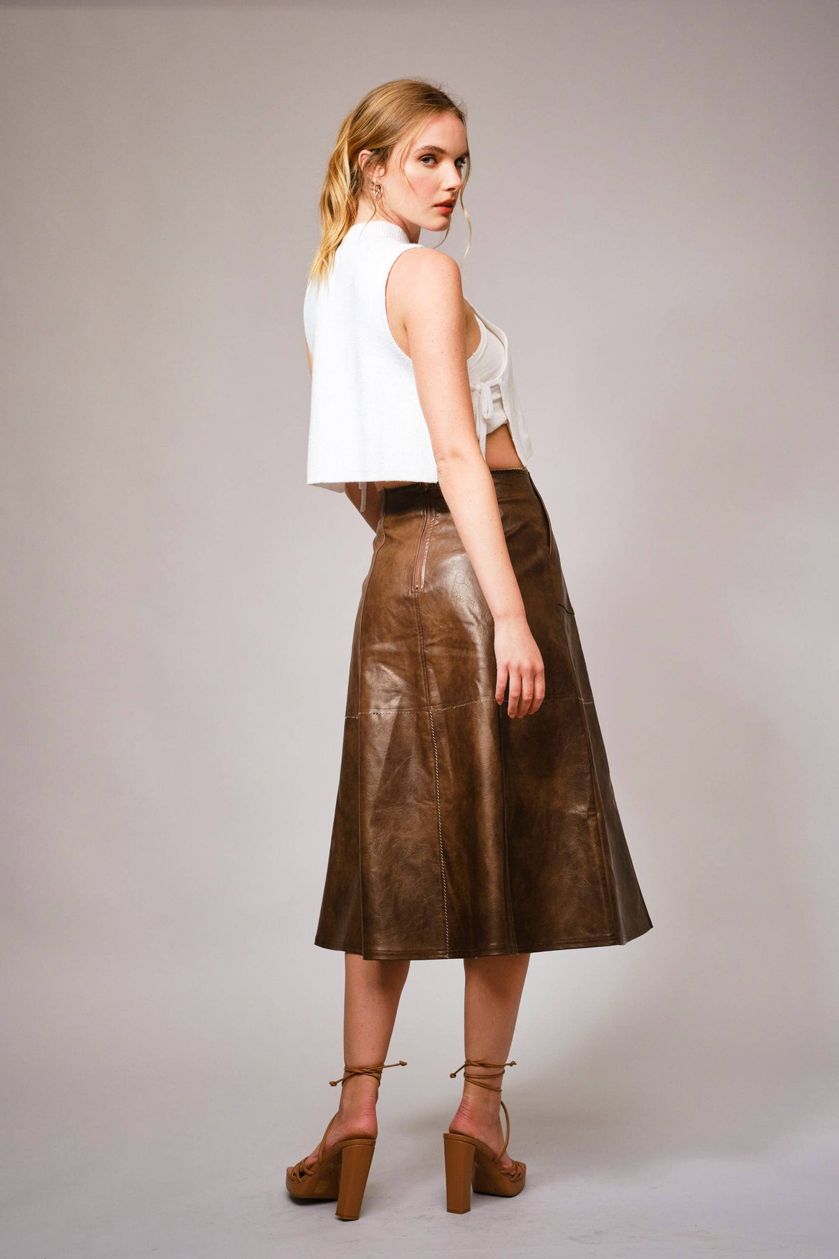 The Chelsea Faux Leather Midi Skirt