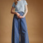 T7460   POINTELLE SHORT SLEEVE KNITTED TOP: OLD DENIM / L