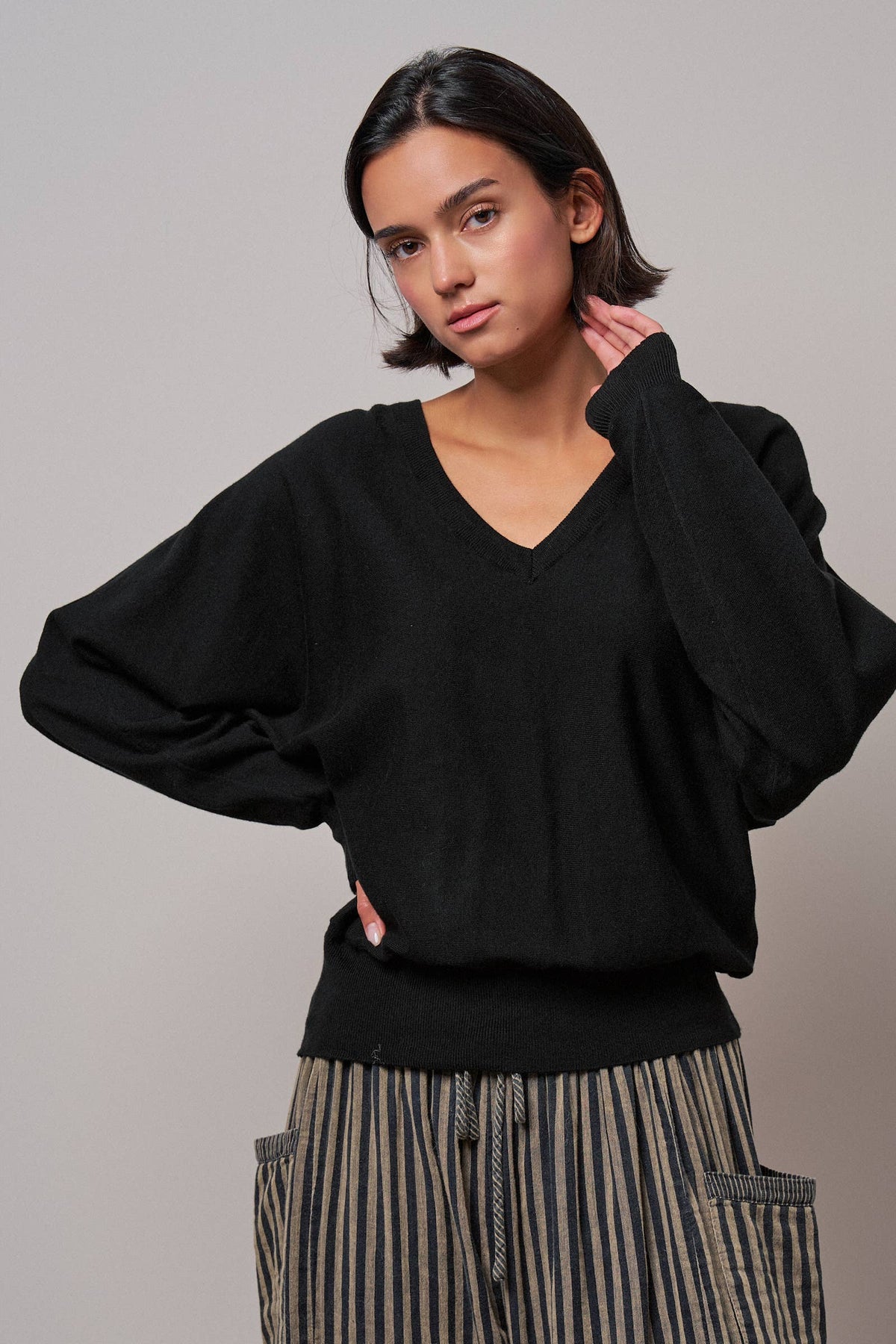 The Maggie V-Neck Drop Shoulder Sweater