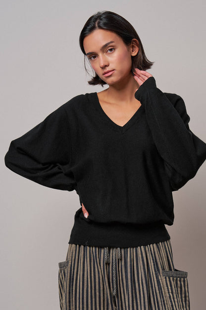 The Maggie V-Neck Drop Shoulder Sweater