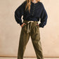 P5602   WASHED EFFECT CORDUROY PANTS: Brown / L