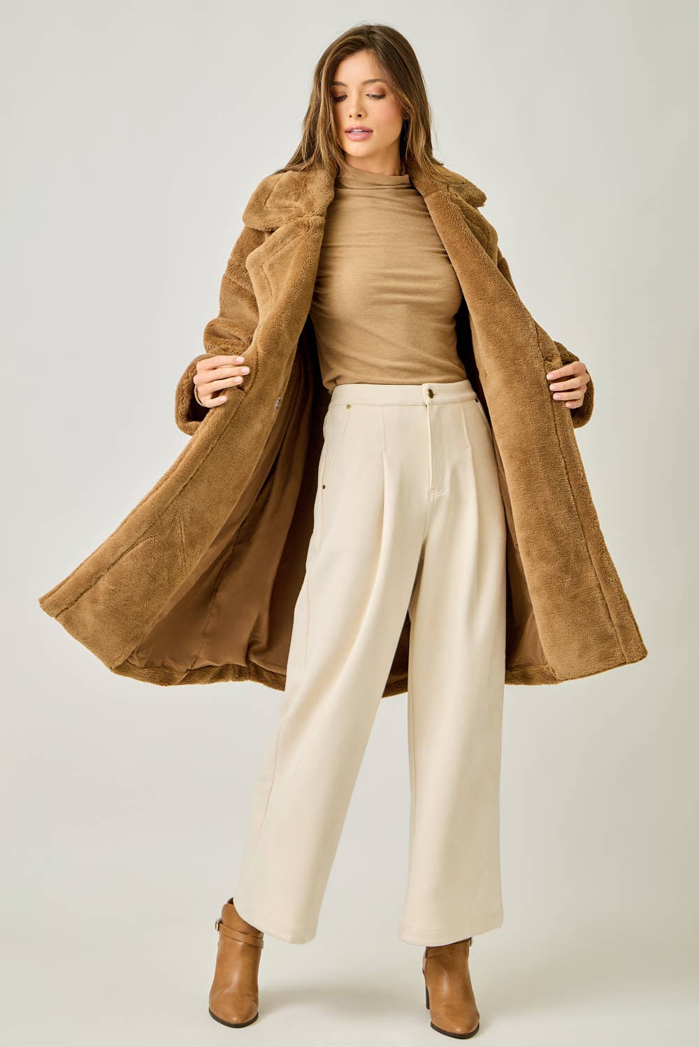 The James Double Breasted Faux Fur Coat