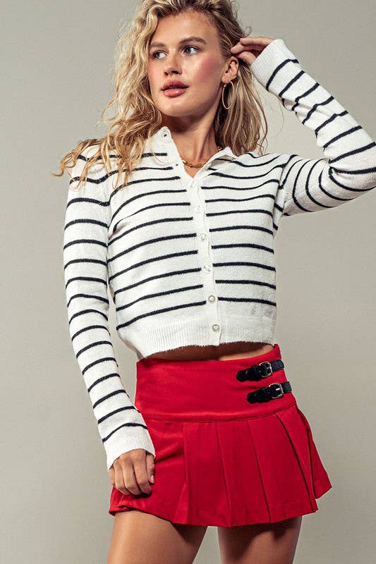 The Classic Cropped Striped Cardigan