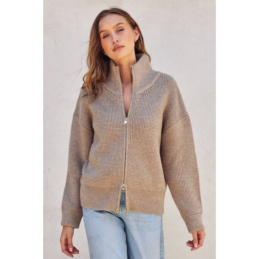 The Eva Zip Waffle Knit Jacket