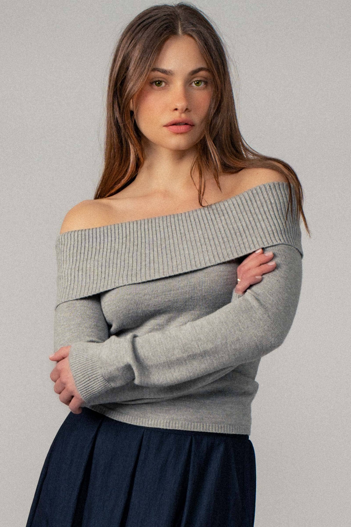 The Kris Ribbed Off-Shoulder Sweater