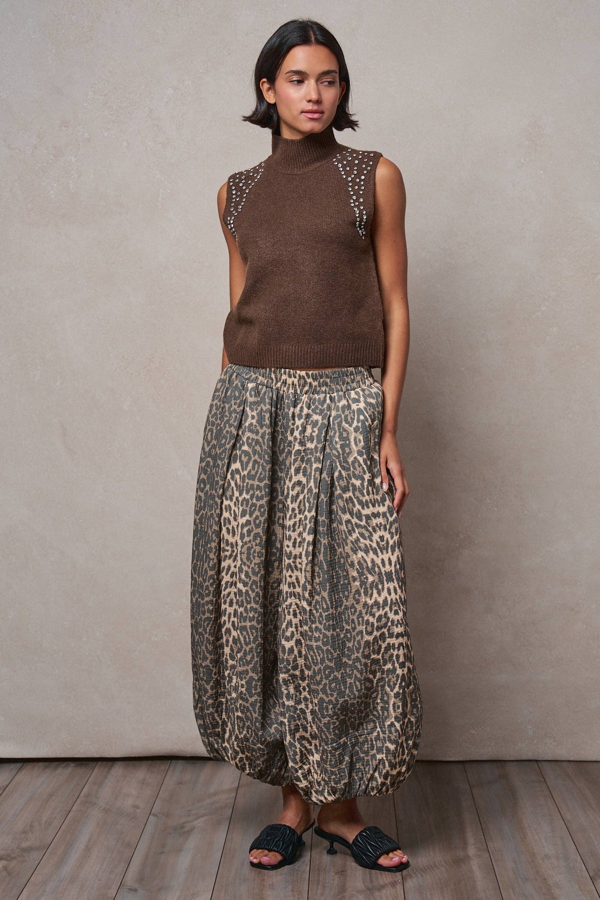 The Allie Crystal Embellished Sleeveless Mock Neck