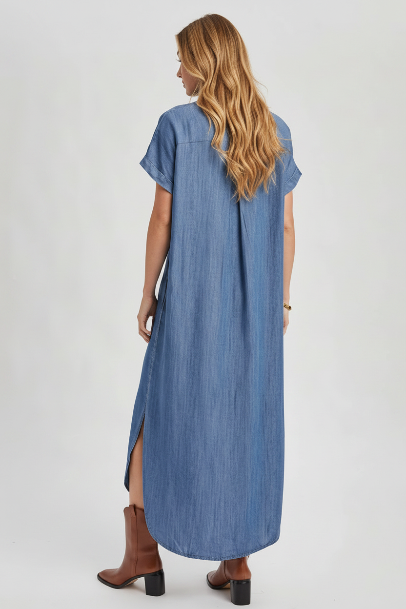 Demi Denim Dress - Back View Cropped