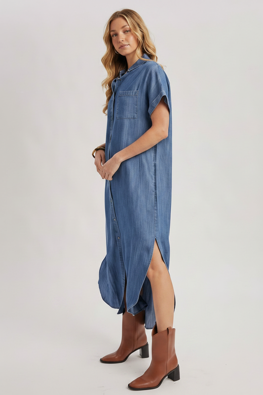 Demi Denim Dress - Side View Cropped