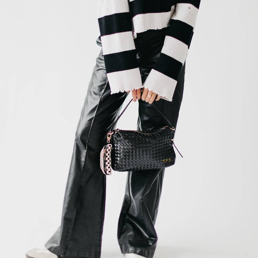 Harper Woven Bag: Brown & Black