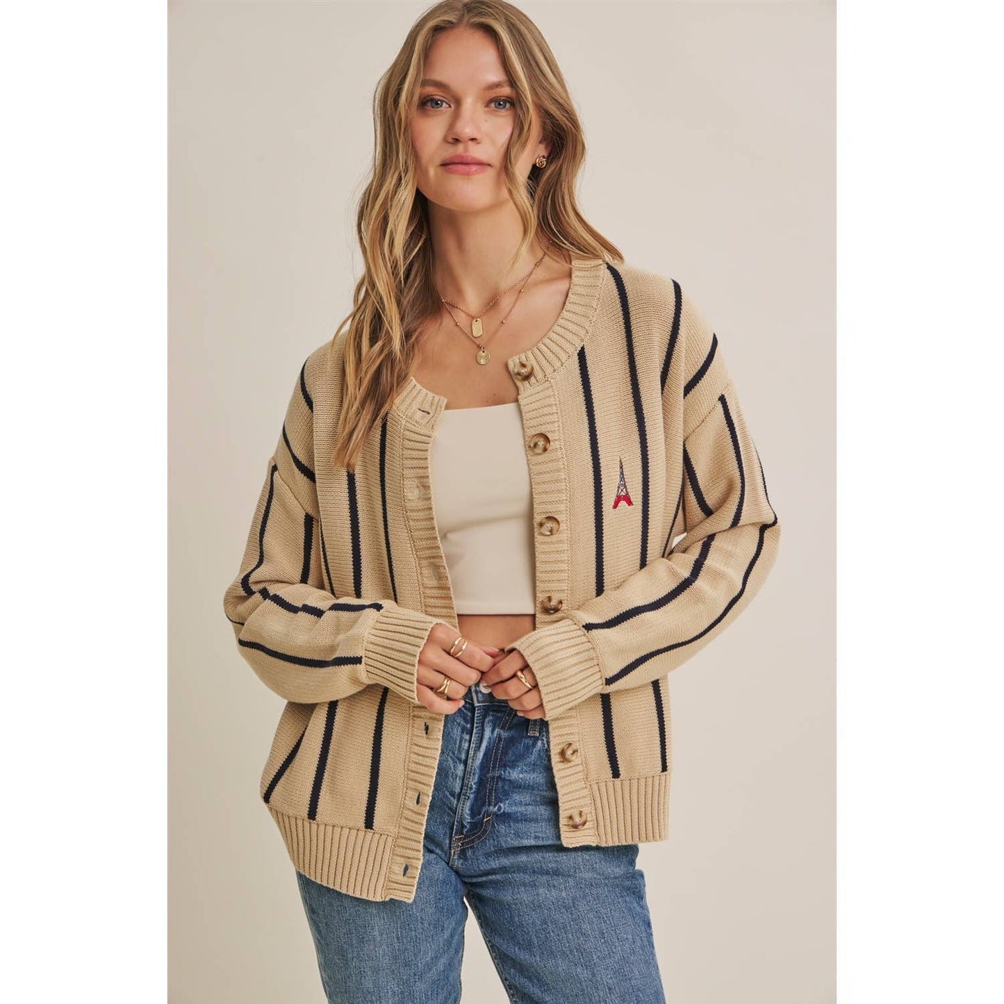 Postcard Emproidered Cardigan