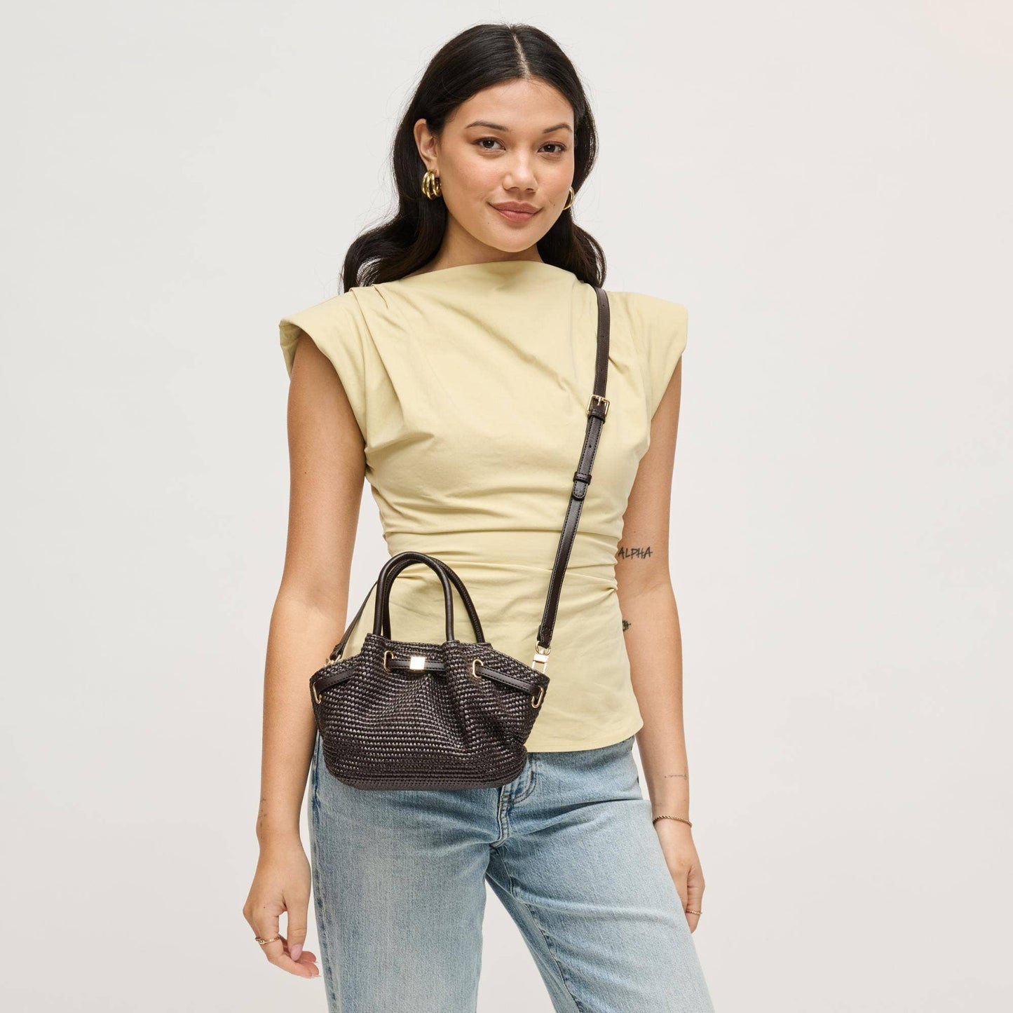 Selena Mini Crossbody: Natural and Chocolate