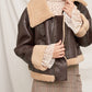 Faux Leather Aviator Jacket