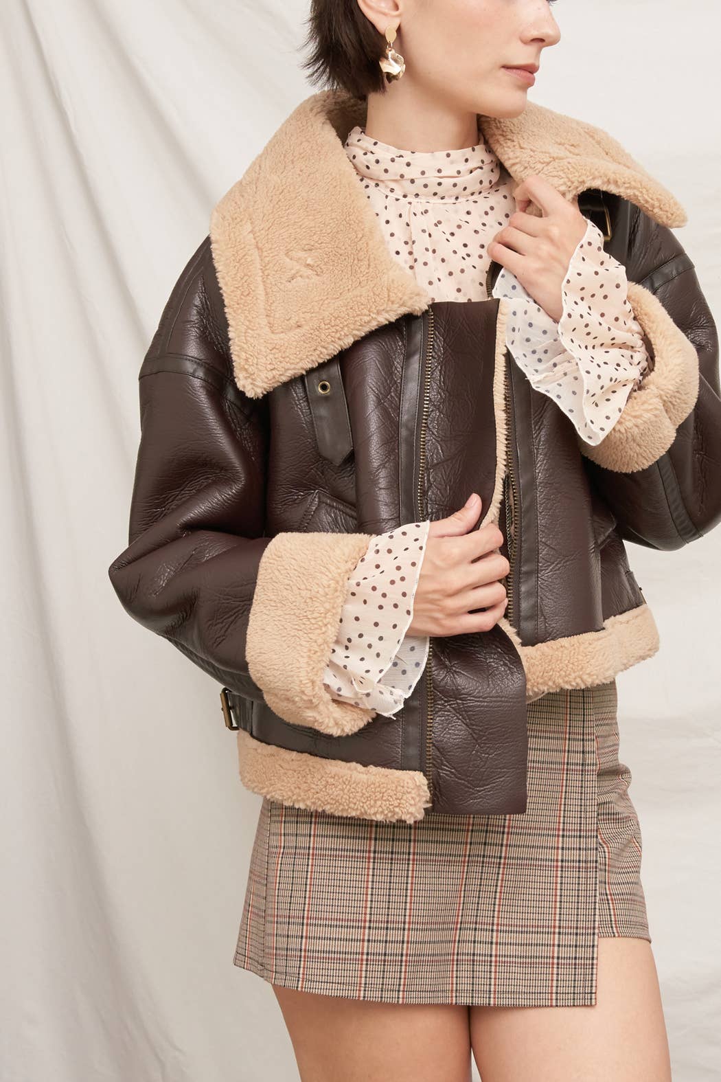 Faux Leather Aviator Jacket