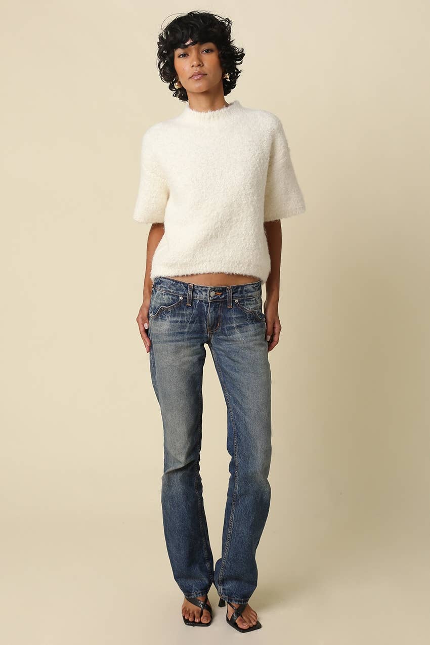 Ayra Fuzzy Short Sleeve Sweater