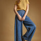T7460   POINTELLE SHORT SLEEVE KNITTED TOP: OLD DENIM / L
