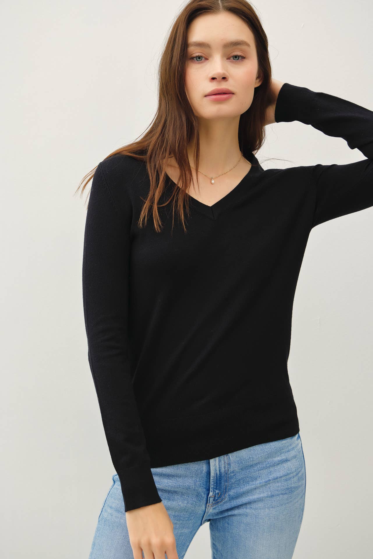 The Valerie V Neck Sweater: Black & Grey