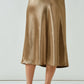 A-Line Satin Midi Skirt