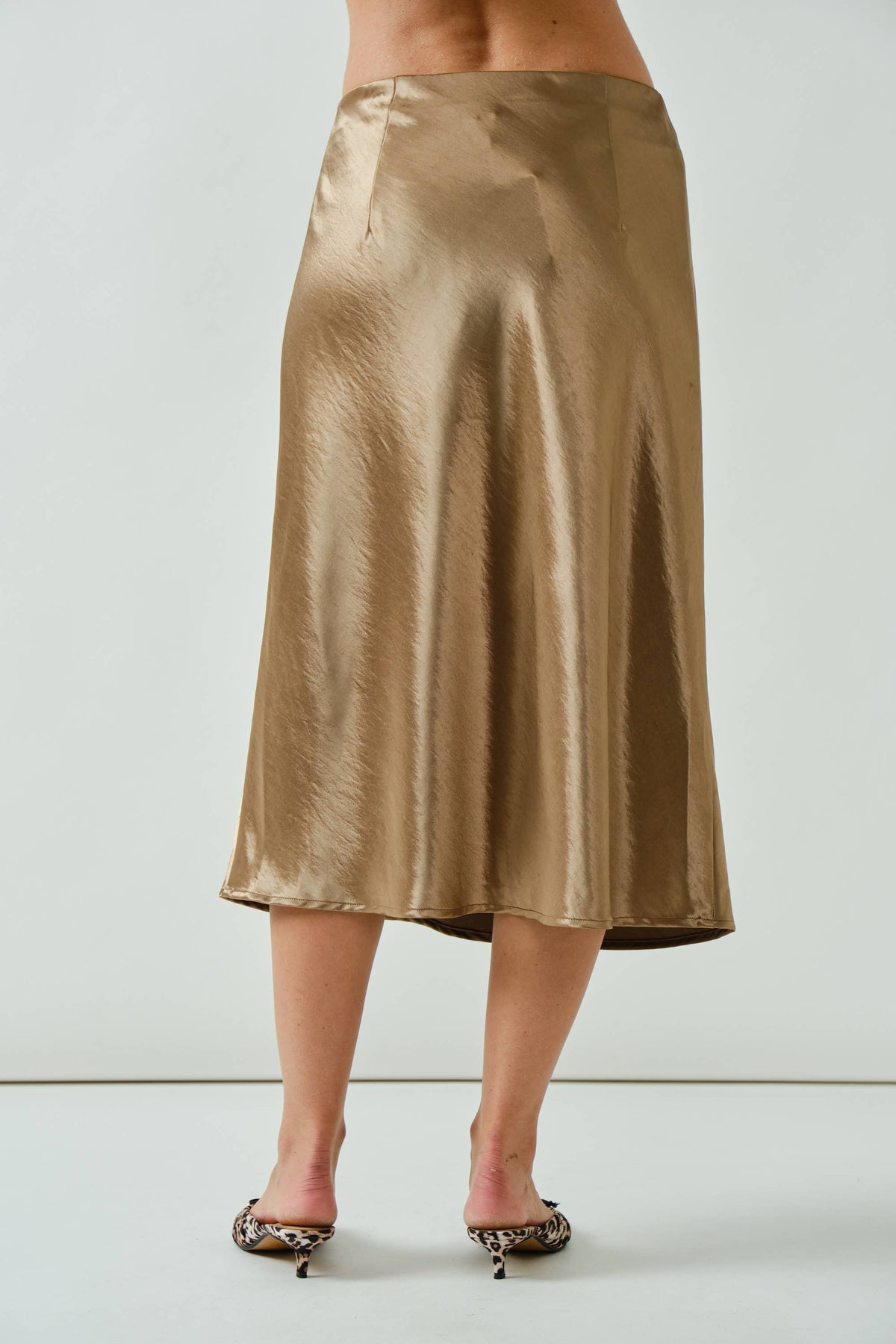 A-Line Satin Midi Skirt
