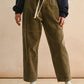 P5602   WASHED EFFECT CORDUROY PANTS: Brown / L