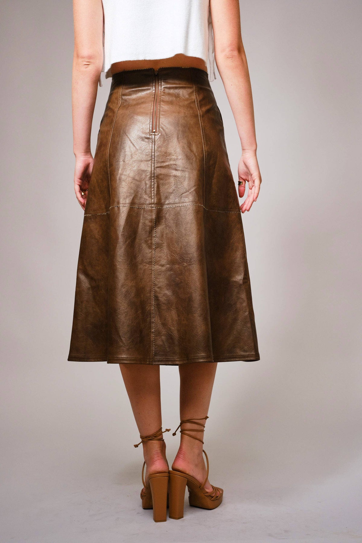 The Chelsea Faux Leather Midi Skirt