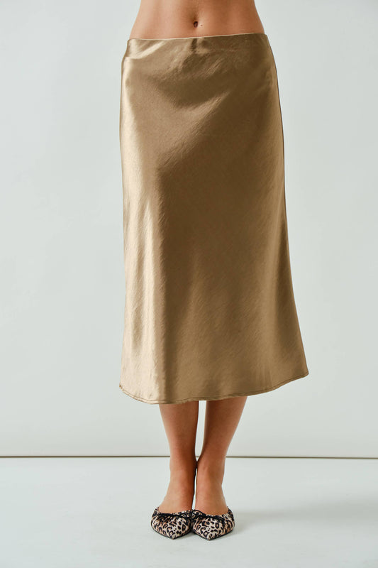 A Line Satin Midi Skirt