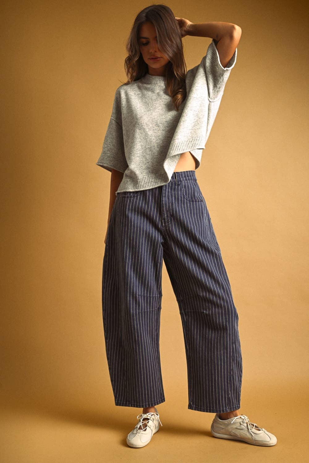 The Ali Pinstriped Barrel Jean