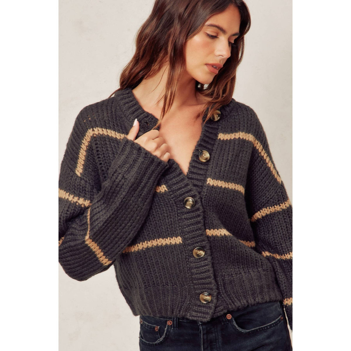 The Masha Striped Button Cardigan
