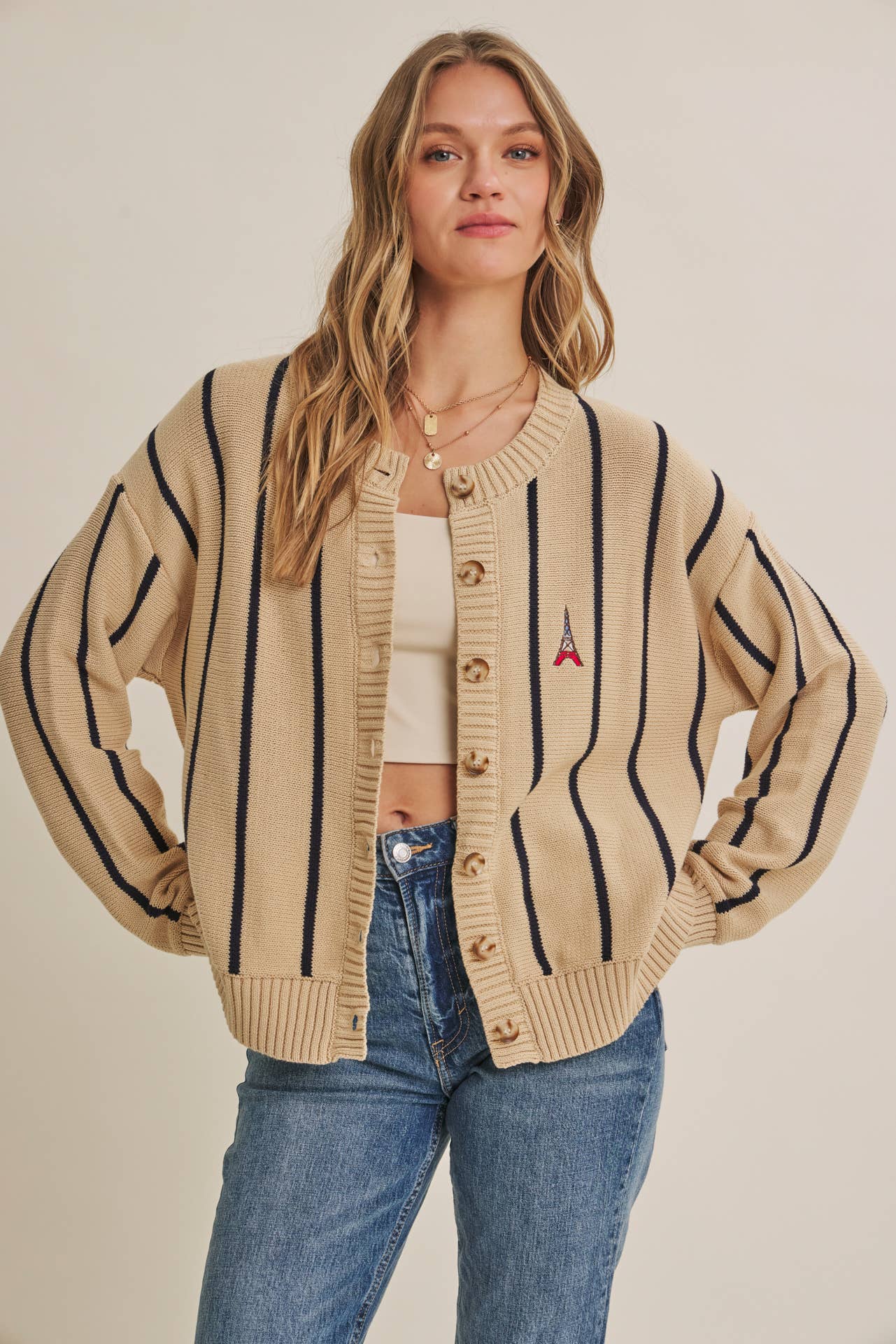 Postcard Emproidered Cardigan