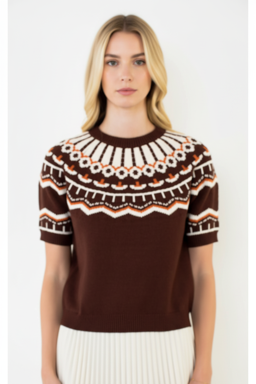 The Emmie Short Sleeve Fair Isle Sweater