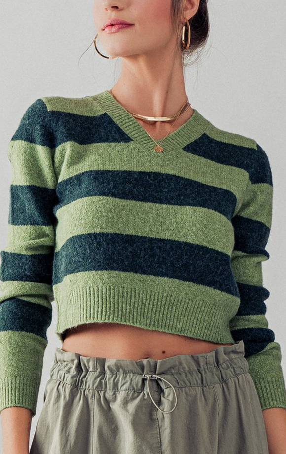 Bella Crop Knit Stripe Sweater