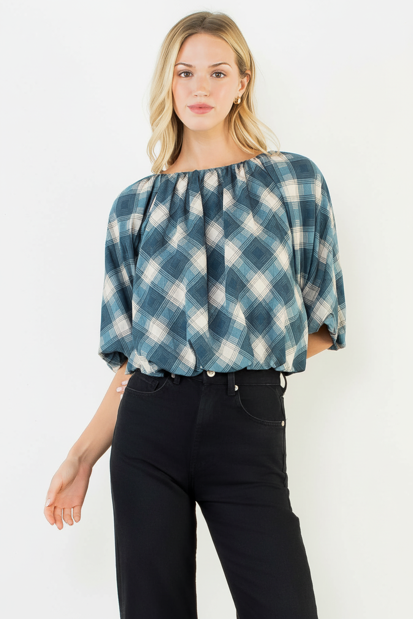 The Daryl Plaid Top, enhanced product photo