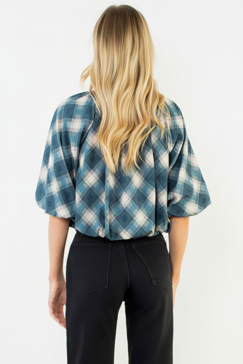 The Daryl Plaid Top, enhanced product photo