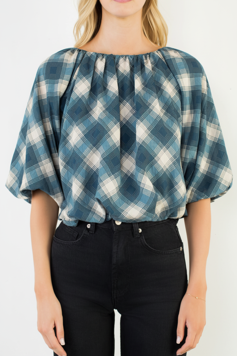 The Daryl Plaid Top, enhanced product photo