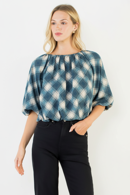 The Daryl Plaid Top, enhanced product photo