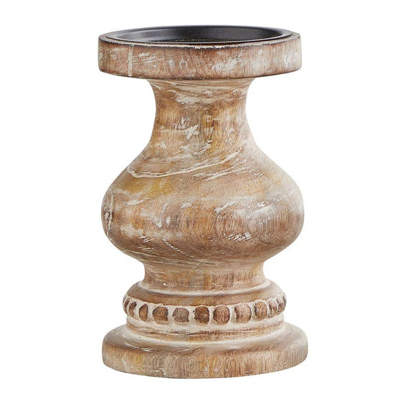 Cecilia Wood Carved Candle Holder