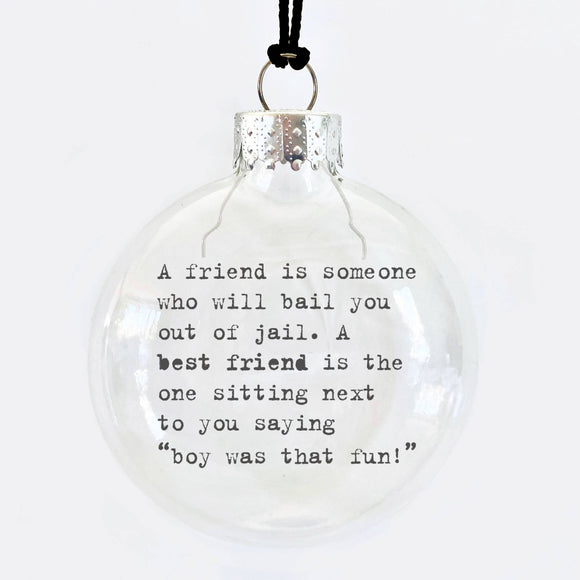 Jail Friendship See-Through Glass Holiday Ornament