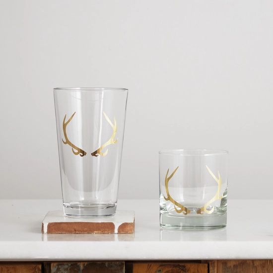 Antler Glassware, 20K Gold Rocks and Pints