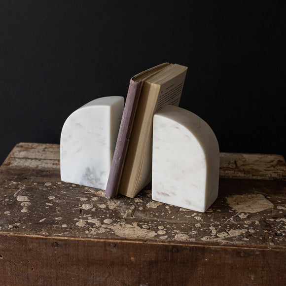 Ruth Marble Bookends White